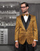 Mens Vested Swirl Patter Notch Lapel Tuxedo in Gold
