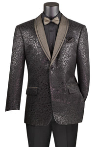 Mens Black Blazer - Men's Two Button Modern Fit Shawl Lapel Tuxedo Jacket in Shiny Glitter Black