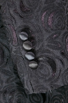 Mens Black Blazer - Men's Regular Fit Square Shawl Prom & Wedding Tuxedo Jacket in Black Paisley Rose Print - Image 2