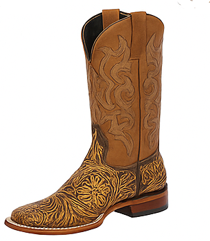 Botas de Cuero Cincelada Horma Rodeo Cuadrada