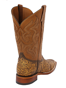Botas de Cuero Cincelada Horma Rodeo Cuadrada