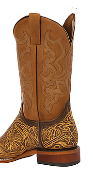 Botas de Cuero Cincelada Horma Rodeo Cuadrada