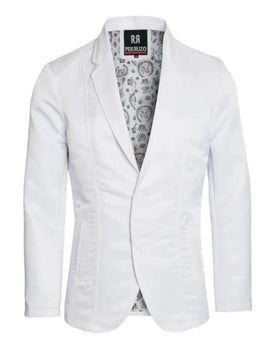 Men’s White Western Blazer – Slim Fit Shiny Finish Casual & Formal Party Jacket