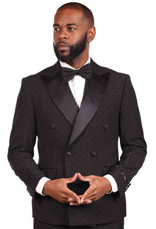 Vitali Black Double Breasted Modern Fit Suit G8814