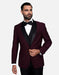 Statement Men's Burgundy with Black Lapel Vest 100% Wool Tuxedo