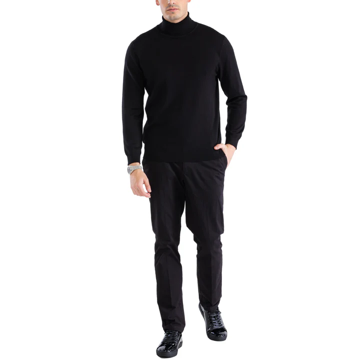 MENS BLACK PULLOVER TURTLENECK SWEATER - Image 2