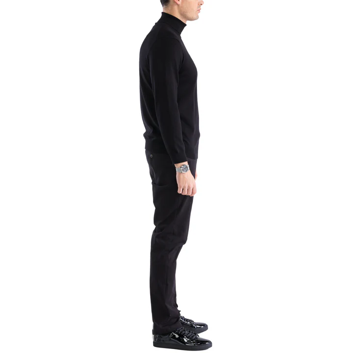 MENS BLACK PULLOVER TURTLENECK SWEATER - Image 3