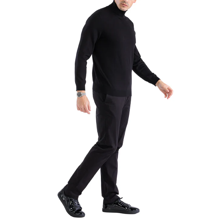MENS BLACK PULLOVER TURTLENECK SWEATER - Image 5