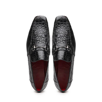 Marco Di Milano Landro Men's Shoes Black Exotic Crocodile Horsebit Loafers - Image 3