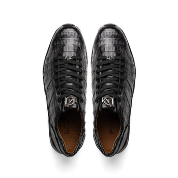 Marco Di Milano Nino Men's Shoes Black Sleek Genuine Caiman Crocodile Fashion Sneaker - Image 5