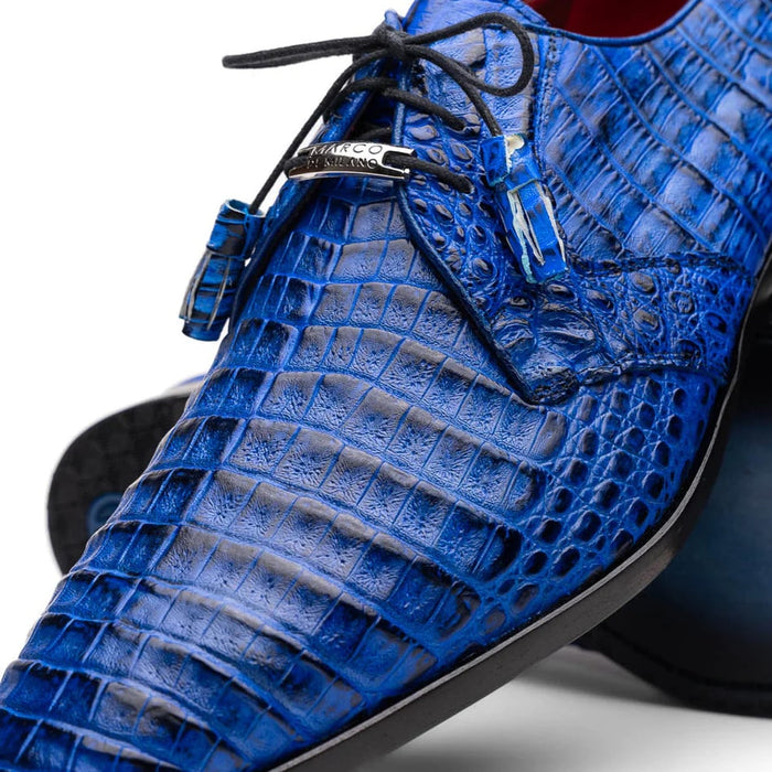 Marco Di Milano Lacio Men's Shoes Electric Blue Genuine Caiman Crocodile Dress Derby Oxfords - Image 2