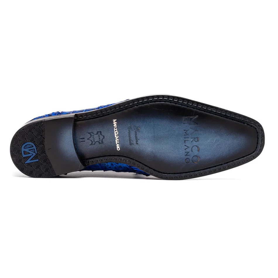 Marco Di Milano Lacio Men's Shoes Electric Blue Genuine Caiman Crocodile Dress Derby Oxfords - Image 5