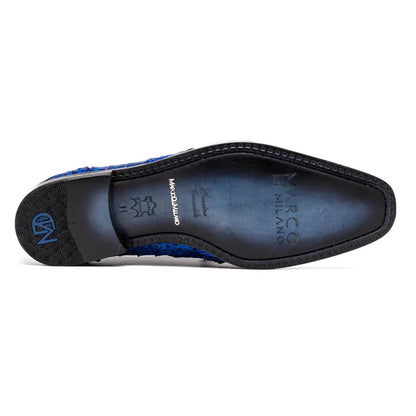 Marco Di Milano Lacio Men's Shoes Electric Blue Genuine Caiman Crocodile Dress Derby Oxfords - Image 5