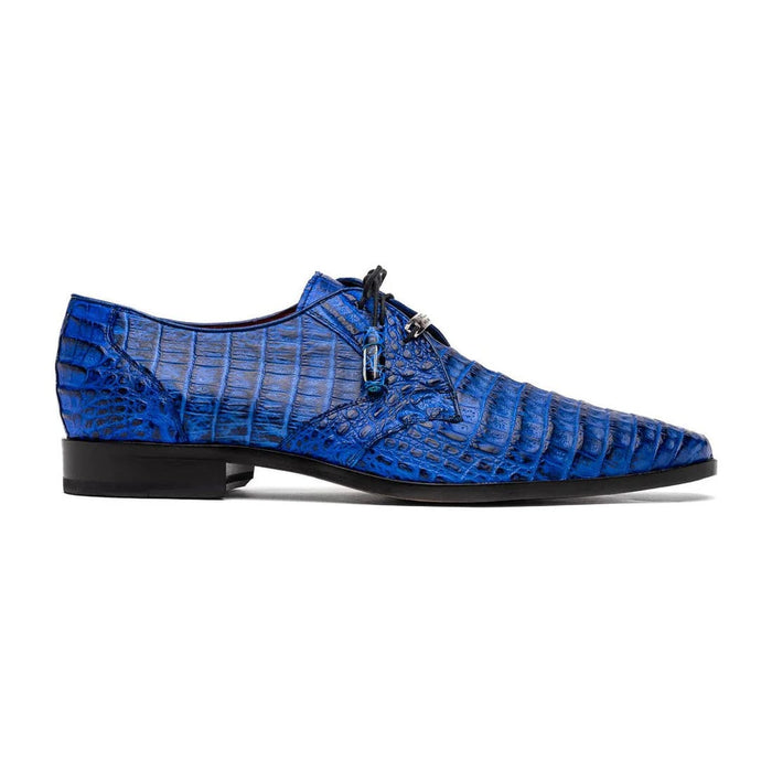 Marco Di Milano Lacio Men's Shoes Electric Blue Genuine Caiman Crocodile Dress Derby Oxfords - Image 4