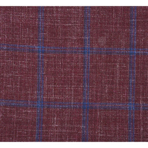 Saco vaquero - Western Sport Coat - Western Blazer- Mens Slim Fit Two Button Wool Sport Coat Blazer In Burgundy & Blue Windowpane Plaid
