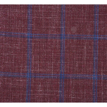Saco vaquero - Western Sport Coat - Western Blazer- Mens Slim Fit Two Button Wool Sport Coat Blazer In Burgundy & Blue Windowpane Plaid
