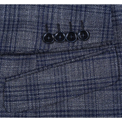 Saco vaquero - Western Sport Coat - Western Blazer - Mens Two Button Slim Fit Sport Coat Blazer In Charcoal Grey & Blue Windowpane Plaid