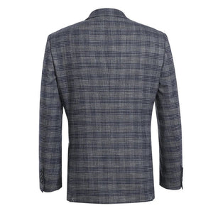 Saco vaquero - Western Sport Coat - Western Blazer - Mens Two Button Slim Fit Sport Coat Blazer In Charcoal Grey & Blue Windowpane Plaid