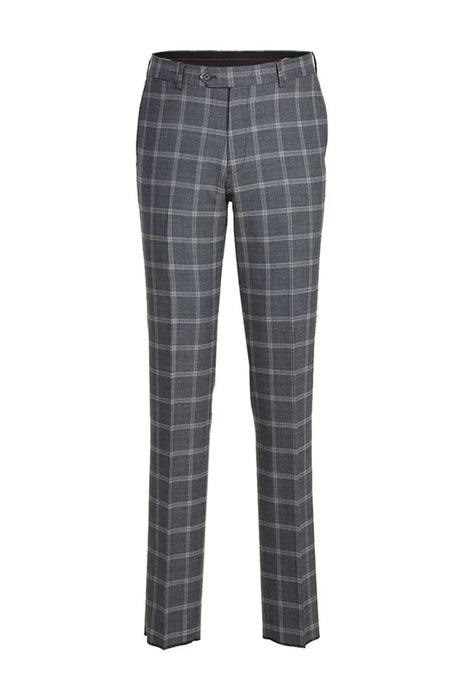 Saco vaquero - Western Sport Coat - Western Blazer - Mens Designer Two Button Slim Fit Notch Lapel Wool Suit In Bold Medium Grey Windowpane Plaid