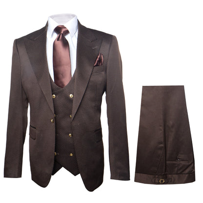 Rossi Man BOND RM1753 Slim Fit 3-Piece Suit – 1-Button Peak Lapel, Modern Formalwear for Men