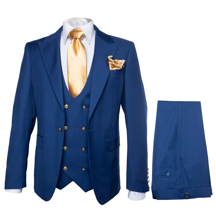 Rossi Man BOND RM1780 Slim Fit 3-Piece Suit – Modern Royal Blue Suit for Men