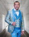 Statement Men's Turquoise Patterned Vested Tuxedo with Bowtie