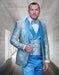 Statement Men's Turquoise Patterned Vested Tuxedo with Bowtie