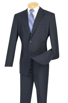 Apollo King "Modern Fit Two-Button Men's Suit in Navy Blue - Wool Feel"