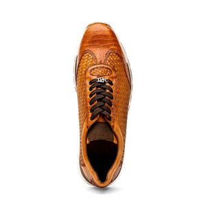 Marco Di Milano Roma Men's Shoes Brandy Exotic Crocodile / Woven Leather Casual Sneakers - Image 2