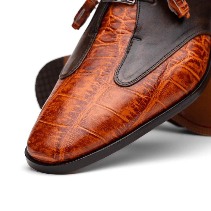 Marco Di Milano Anzio Exotic Alligator & Calfskin Leather Brandy Oxfords - Image 4