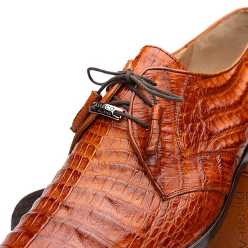 Marco Di Milano Lacio Men's Shoes Brandy Exotic Crocodile Derby Oxfords - Image 2