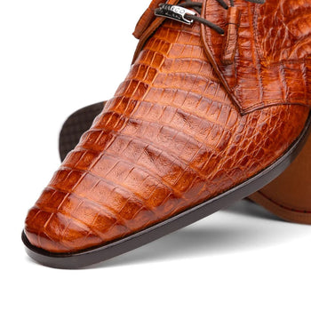 Marco Di Milano Lacio Men's Shoes Brandy Exotic Crocodile Derby Oxfords - Image 3