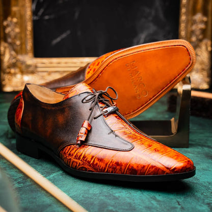 Marco Di Milano Anzio Exotic Alligator & Calfskin Leather Brandy Oxfords - Image 10