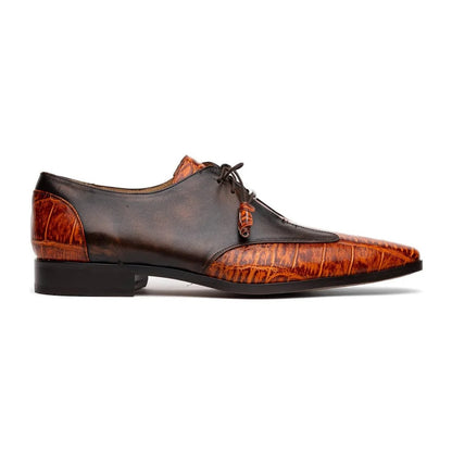 Marco Di Milano Anzio Exotic Alligator & Calfskin Leather Brandy Oxfords - Image 11