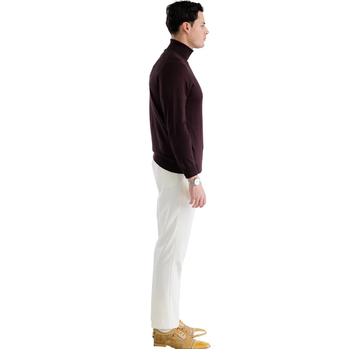 MENS BROWN PULLOVER TURTLENECK SWEATER - Image 3