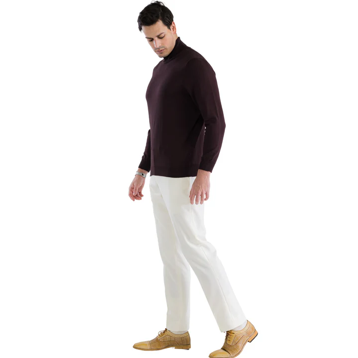 MENS BROWN PULLOVER TURTLENECK SWEATER - Image 4
