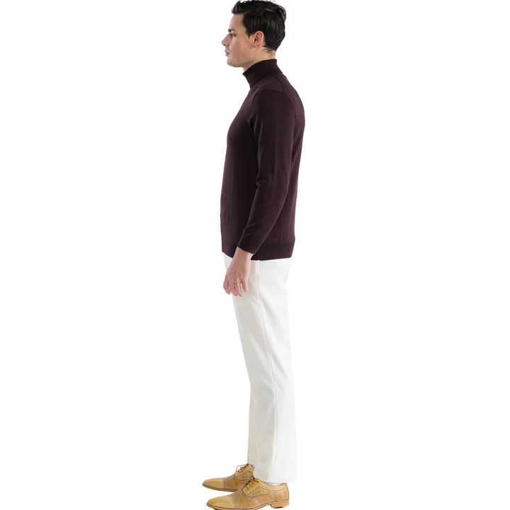 MENS BROWN PULLOVER TURTLENECK SWEATER - Image 5