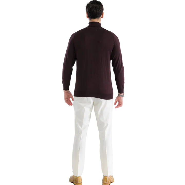 MENS BROWN PULLOVER TURTLENECK SWEATER - Image 6