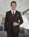 Mens 2 Button Notch Lapel Wool Suit with Double Breasted Vest in Brown Plaid