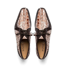 Marco Di Milano Caribe Men's Shoes Rustic White & Brown Genuine Hornback Caiman Crocodile Dress Derby Oxfords