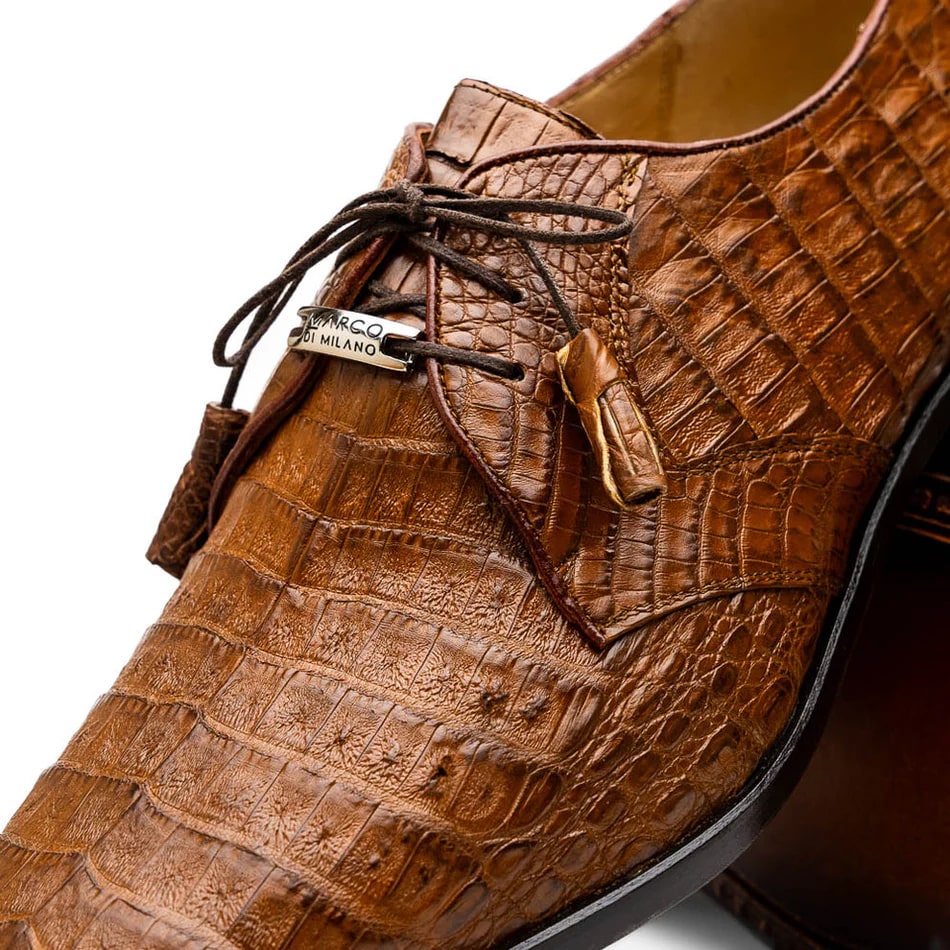 Marco Di Milano Lacio Men's Shoes Bay Apache Brown Genuine Caiman Crocodile Dress Derby Oxfords - Image 4
