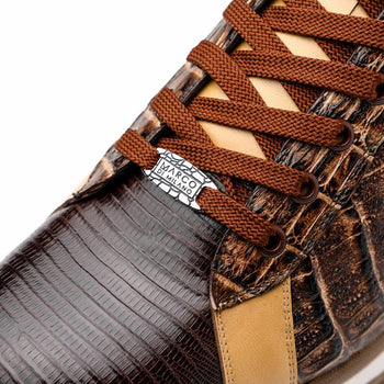 Marco Di Milano Portici Men's Shoes Orix & Brown Exotic Lizard / Crocodile Casual Sneakers - Image 6