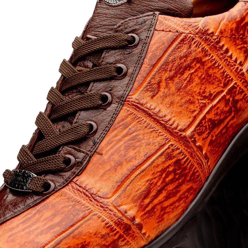 Marco Di Milano Saulo Men's Shoes Brandy & Brown Exotic Ostich / Alligator Casual Sneakers - Image 6