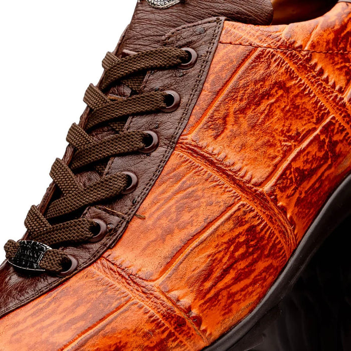 Marco Di Milano Saulo Men's Shoes Brandy & Brown Exotic Ostich / Alligator Casual Sneakers - Image 6