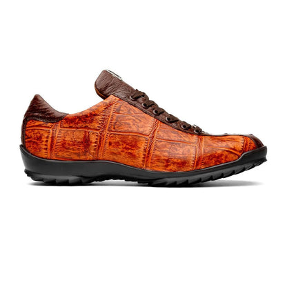 Marco Di Milano Saulo Men's Shoes Brandy & Brown Exotic Ostich / Alligator Casual Sneakers - Image 7