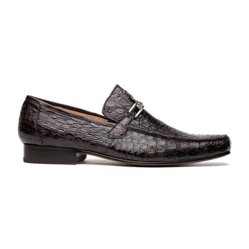 Marco Di Milano Fabro Men's Shoes Brown Exotic Crocodile Horsebit Loafers - Image 9