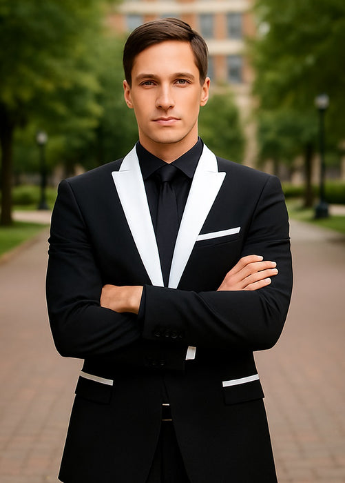 BTuxedo ~ Tux Black And White Lapel Tuxedo