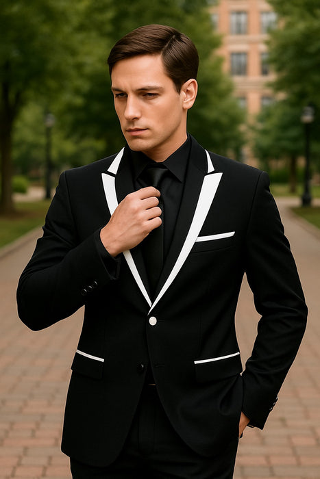 BTuxedo ~ Tux Black And White Lapel Tuxedo