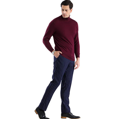 MENS BURGUNDY PULLOVER TURTLENECK SWEATER - Image 2