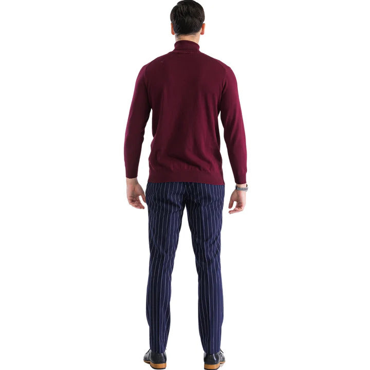 MENS BURGUNDY PULLOVER TURTLENECK SWEATER - Image 3